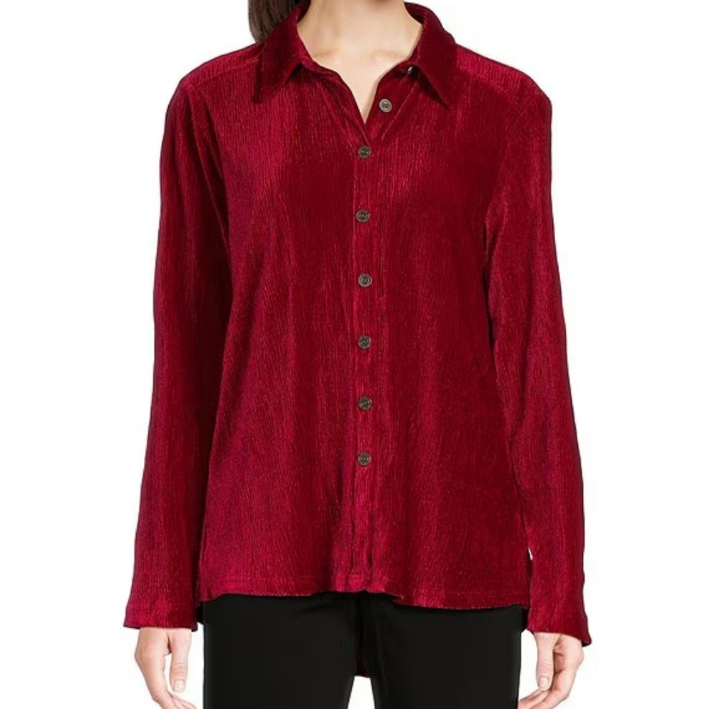 NWT Ali Miles Burgundy Button-Down Large Shirt